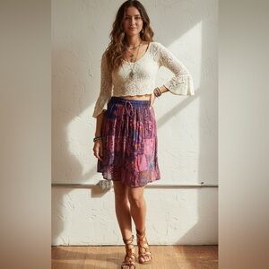 Henna Bohemian Patchwork Pink Skirt
